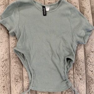H&M Light Green Ribbed Crop Top